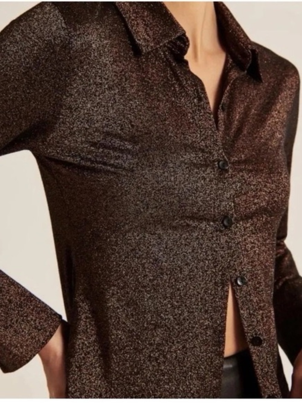 Abercrombie & Fitch Metallic Brown Button-Down Shirt Size XS LIKE NEW